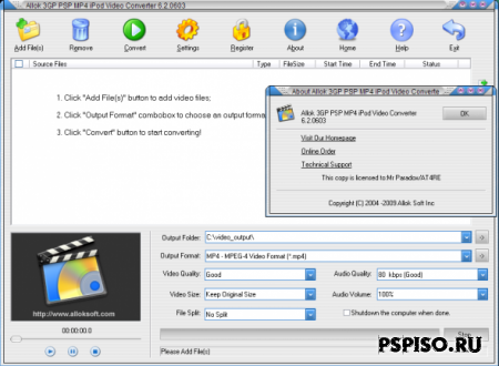 Allok 3GP PSP MP4 iPod Video Converter